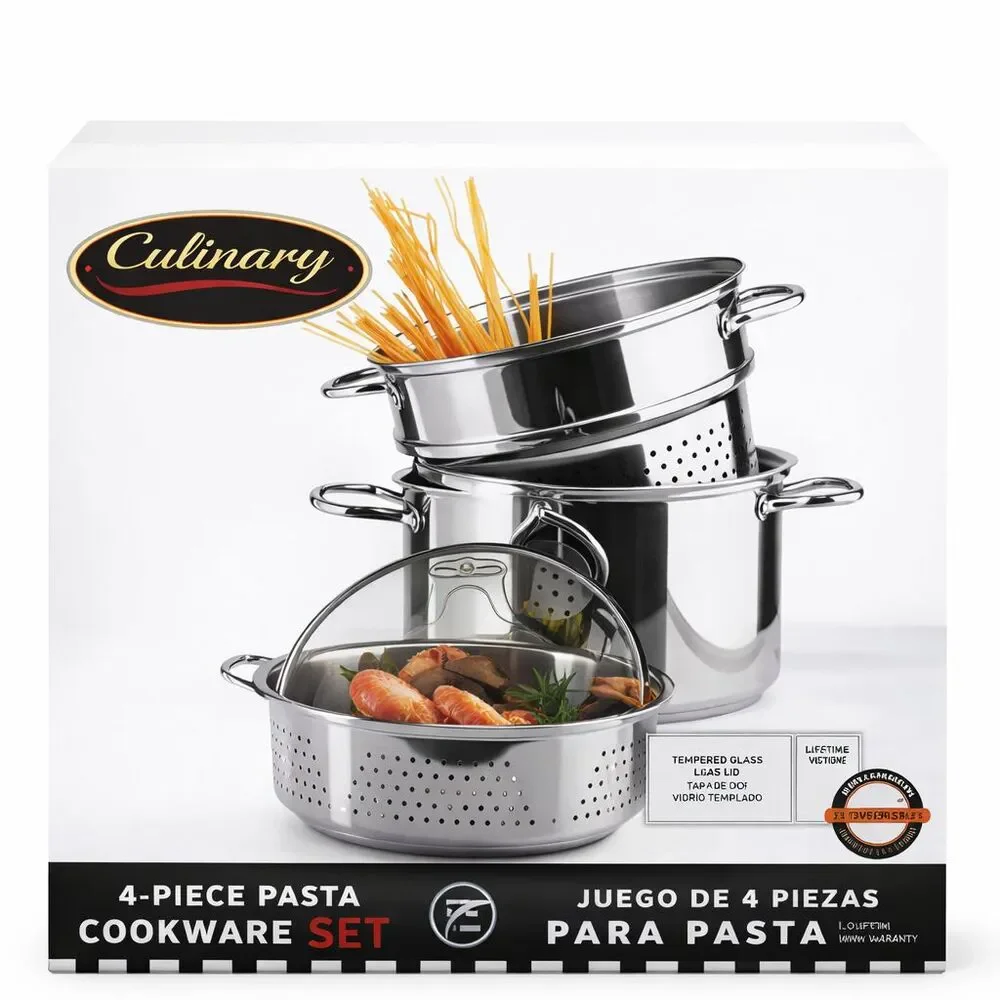 Culinary Essentials 4-Piece Stainless Steel Pasta Cooker (8-Quart) New in Box